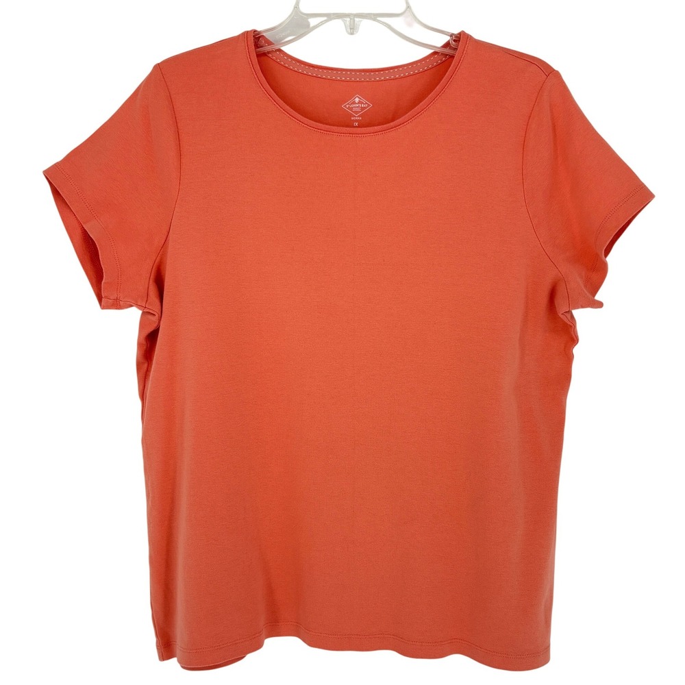 St Johns Bay Coral Orange Essential Tee Cotton Short Sleeve Plus 1X Casual